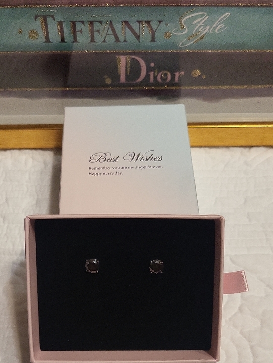 Jewelry - Black Moissanite Stud Earrings - Classic Square Solitaire